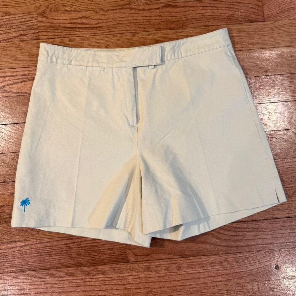 Lilly Pulitzer Shorts Size 6 Khaki Palm Embroidered Cotton Blend